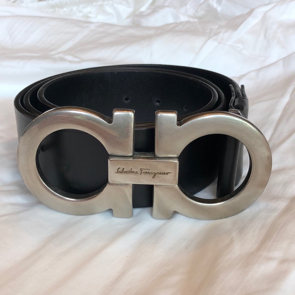 Men’s Salvatore Ferragamo black leather belt- size 36